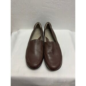 Comfortable Womens Brown Leather Slip On Loafers Casual Walking Shoes
